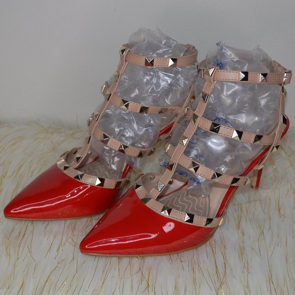 Sexy Red Rockstud Heels - Picture 2 of 6